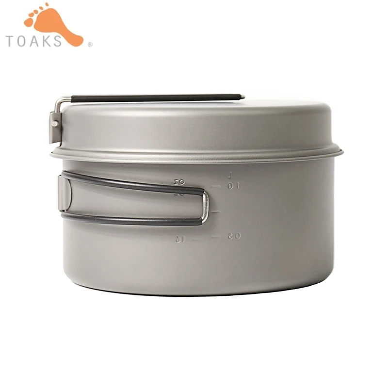 

TOAKS 2PCS Titanium Outdoor Camping Pan 1350ML Cookware Pot with Folding-handle Picnic Dishes Cooking Travel Utensils CKW-1350