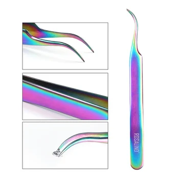 

1pcs Rainbow Curved Straight Tweezers Eyelash Extension Nails Art Decor Picker Dead Skin Remover Manicure Makeup Nail Tools