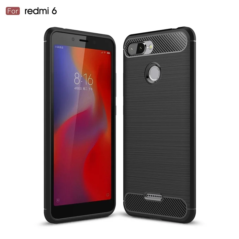 buy Silicone Case For Xiaomi Redmi 6 Cover For Redmi6 Case Soft Carbon Fiber Back Cover Bumper Phone Case For Red mi 6 Redmi6 Cover