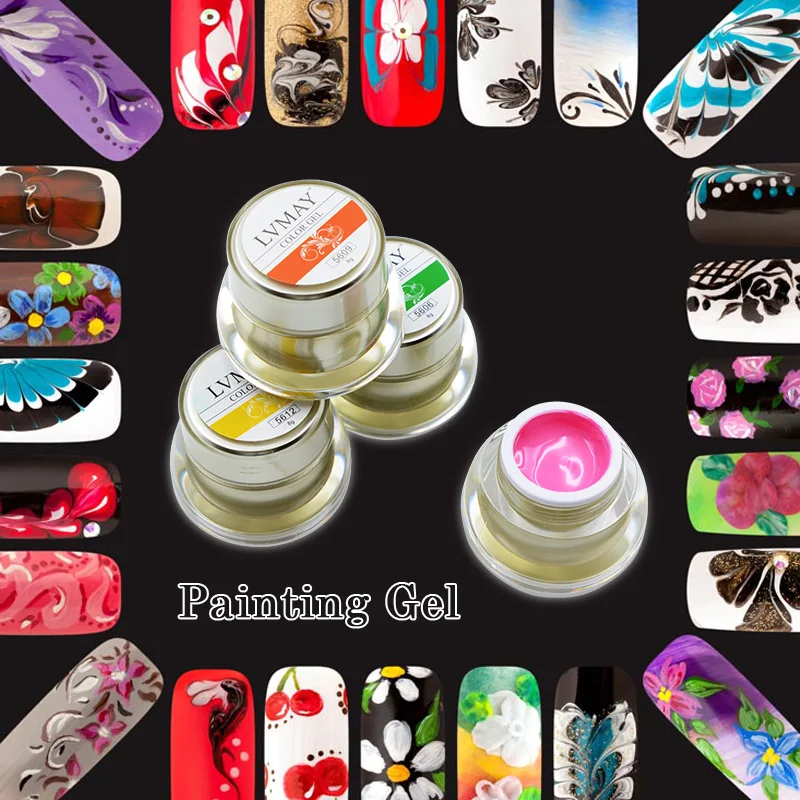 2 Pcs Lvmay Gel Paint for Nails Soak Off Gel Painting Nail Art Color
