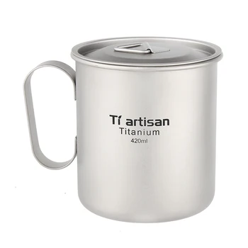 

Tiartisan Titanium Mug Coffee Tea Cup Ultralight Milk Mug Fixed Handle Drinkware For Home Drinkware Titanium Cup 420ml Ta8353