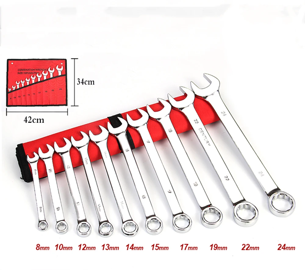 10 Pcs of Double Open Wrench Set Plum Opening Combination Wrench