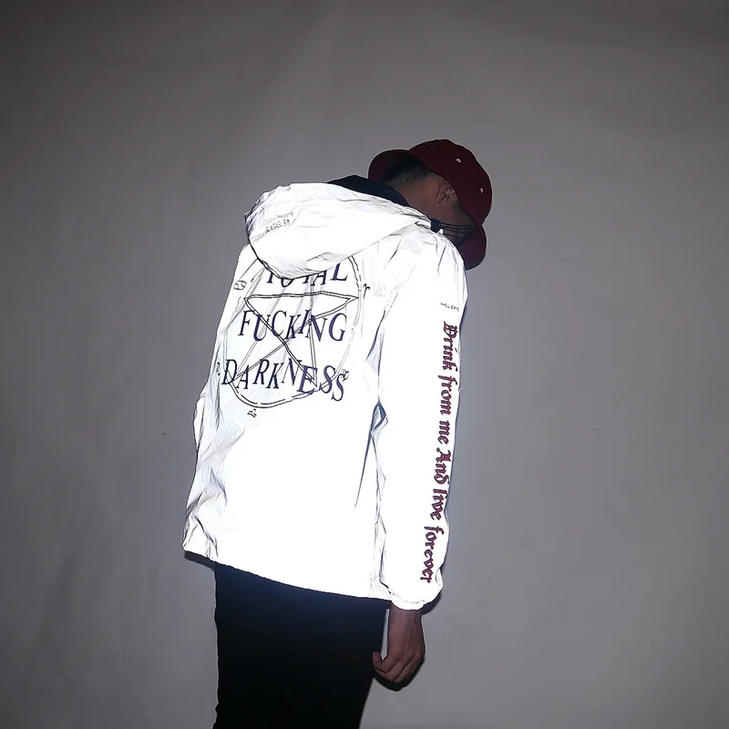 

autumn 2019 MAN 3 m reflective dust coat Printing fashion reflective jackets