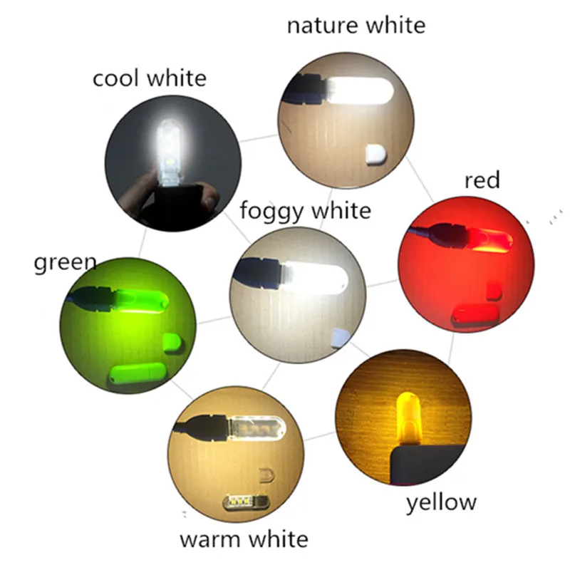 color details for 3leds usb night lights