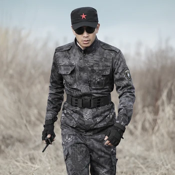 

Mens Camouflage Suit Hunting Clothes Multicam Black Ghillie Suits Python Army Military Tactical Jackets Pants Combat Uniforms