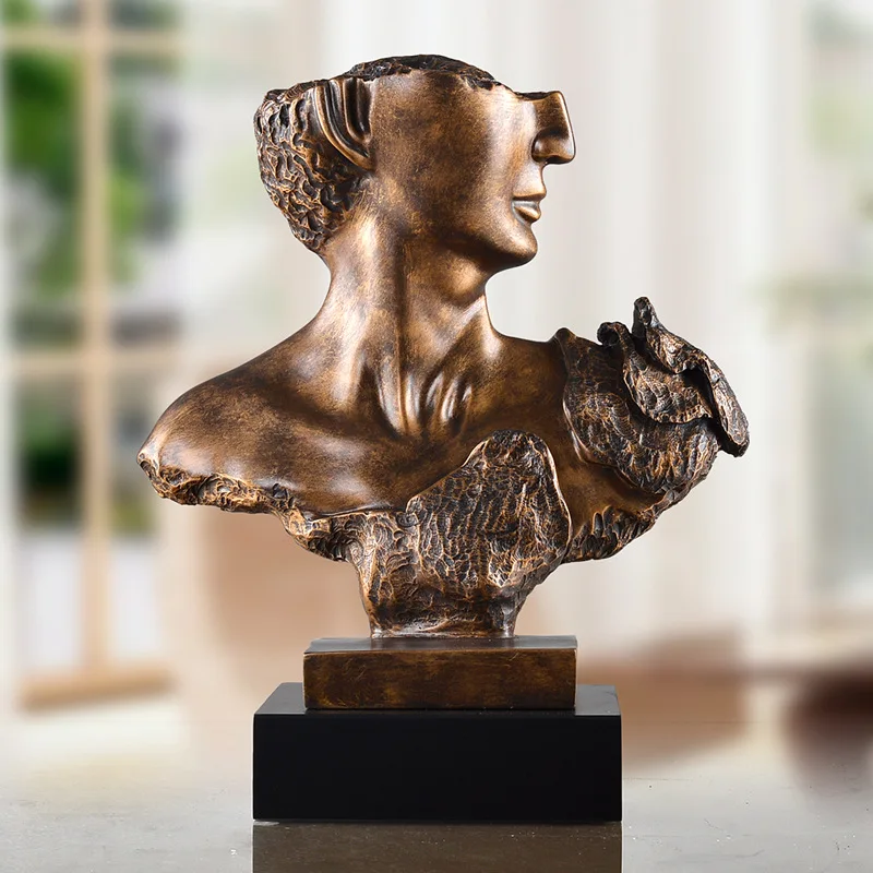 

Retro David Head Portraits Bust Statue Michelangelo Buonarroti Home Desktop Decoration Office Resin Art&Craft 37 cm L2177