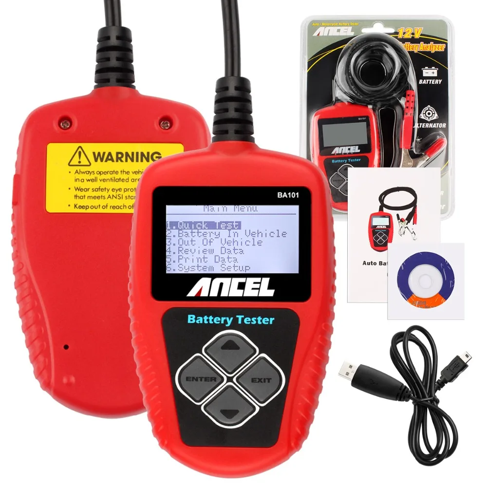 

10PCS 12V Car Battery Tester Ancel BA101 Digital Display with Japanese Korean Language Battery Capacity Tester 2000CCA 220AH