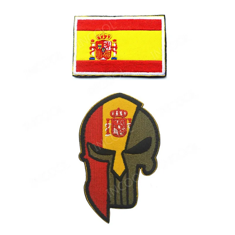 Испанский флаг вышивка нашивка испанский Molon Labe череп армейская тактическая нашивки для поднятия боевого духа эмблема аппликации эмблемы с вышивкой