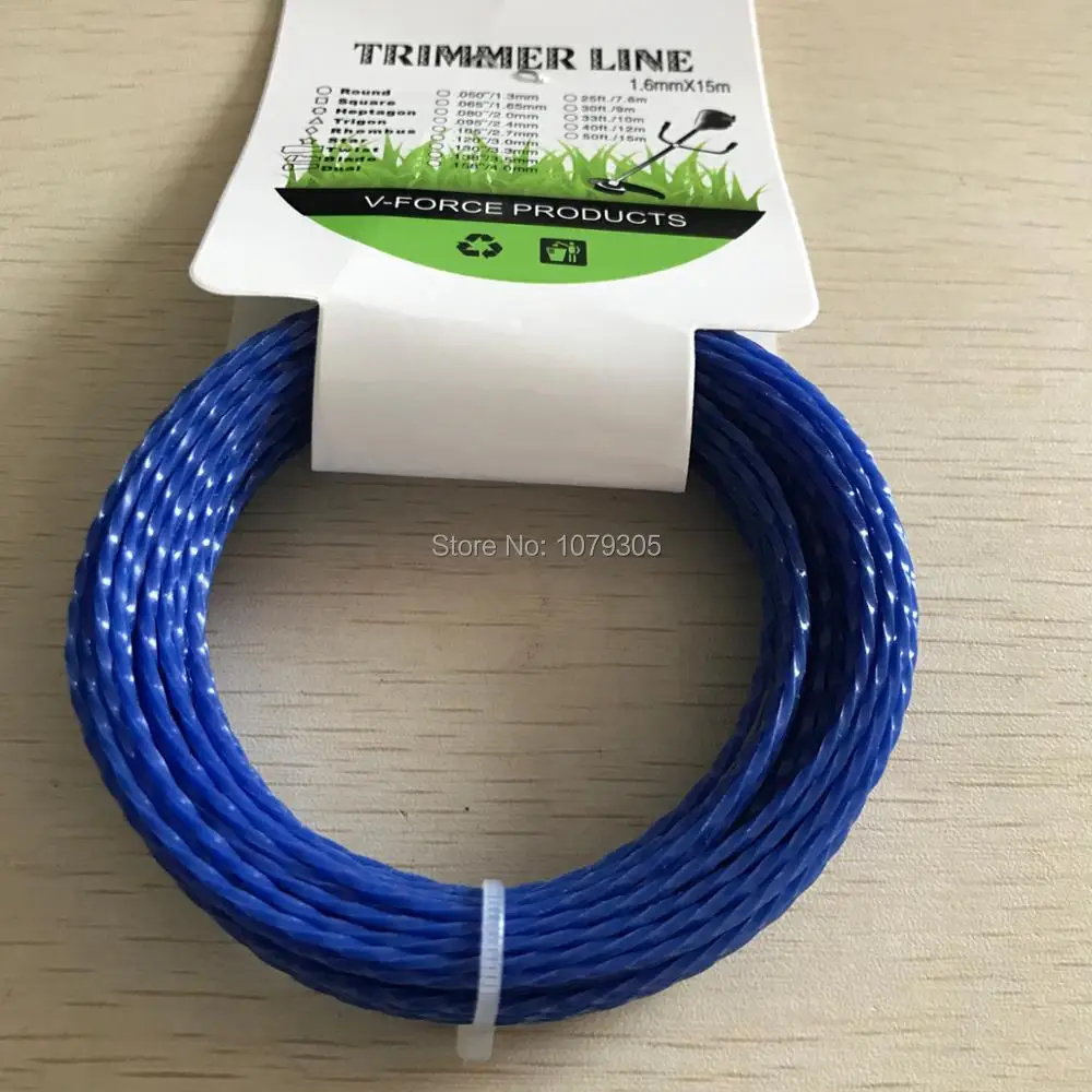 Grass Trimmer Line 1.6mm Diameter 15M Twist Square/spiral for Brush
