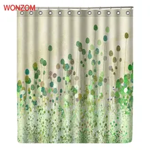 WONZOM Green Flower Waterproof Shower Curtain Fabric Bathroom Decor Decoration Cortina De Bano Polyester Bath Curtain With Hooks WONZOM Green Flower Waterproof Shower Curtain Fabric Bathroom Decor Decoration Cortina De Bano Polyester Bath Curtain With Hooks