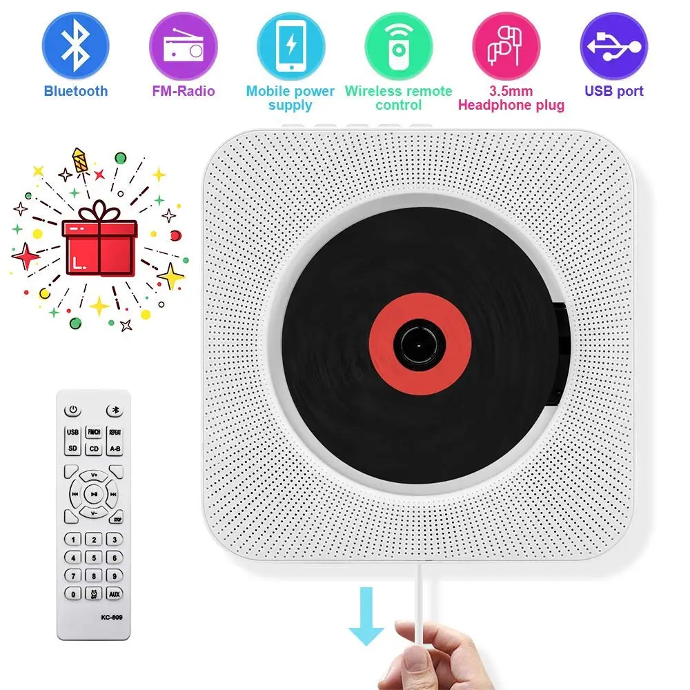 Eastpin CD Player with Bluetooth Wall Mounted CD Player Remote Control