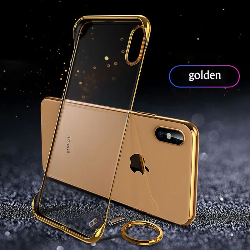 Бескаркасное прозрачное покрытие чехол для телефона для iPhone 11 Pro XS MAX XR X модный Ультра тонкий прозрачный жесткий чехол для iPhone 7 8 6 6S P - Цвет: Gold