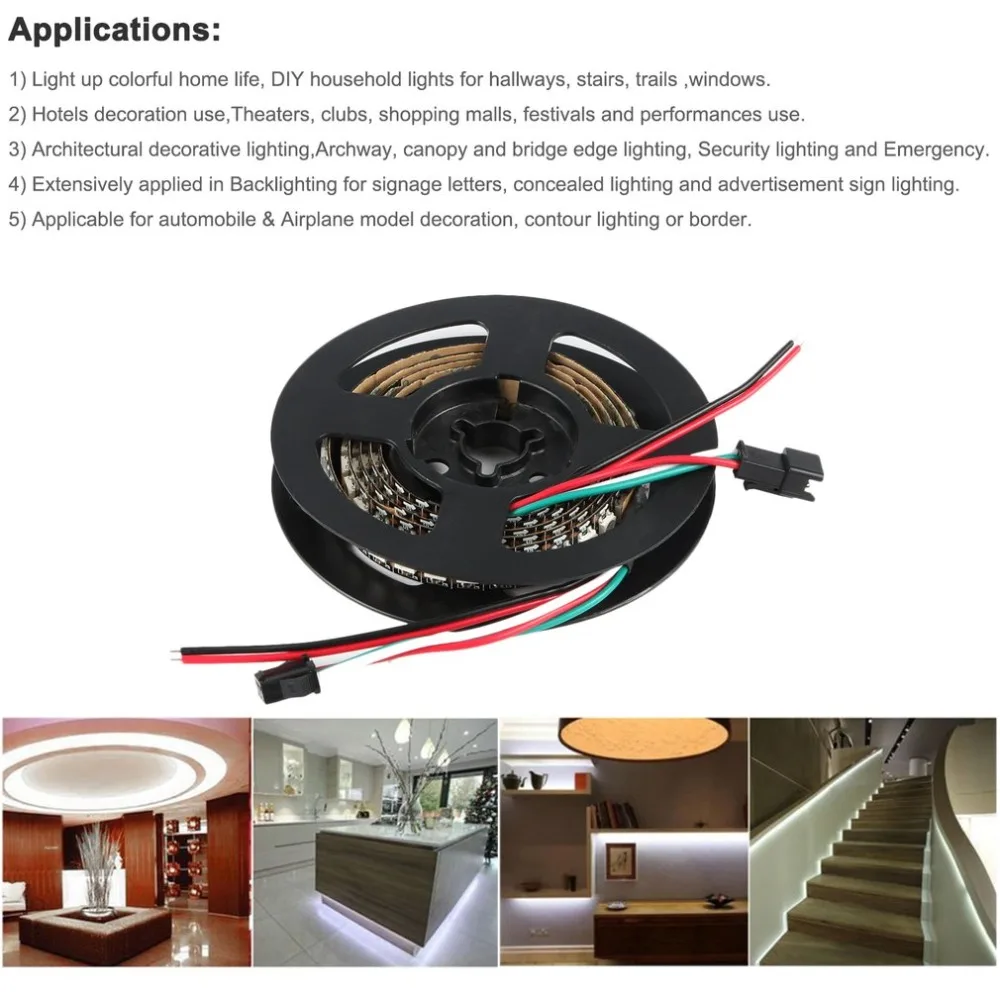 WS2812B SMD5050 Flexible LED Strip light 1M 144LED Individual