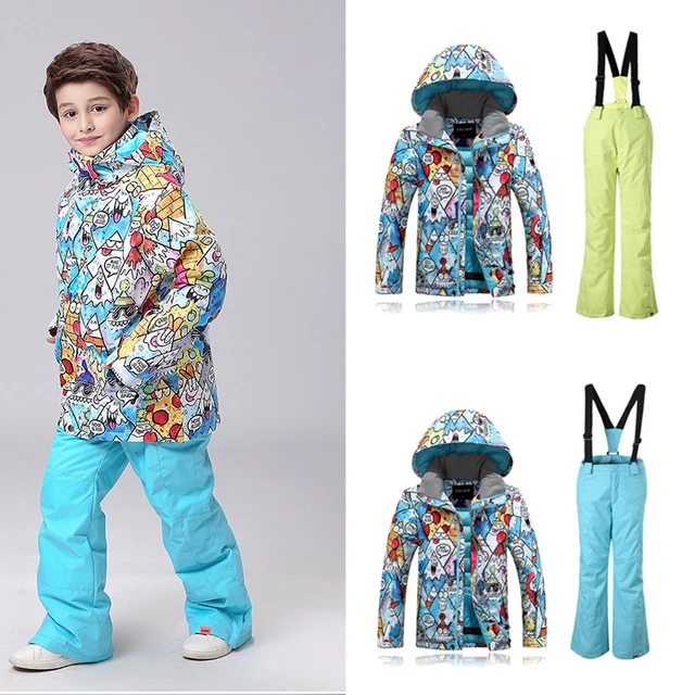 Cheap For -30 Degree Gsou Snow Children Outerwear Warm Jackets Clothes Sets Kids Ski Suit Baby Boys Graffiti Painting Winter Coats