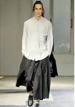 

27-40 ! Men Women New Fashion Wide-legged 9 Minutes of Pants Culottes Hemp Loose Trousers Stage Dress DS Costumes !