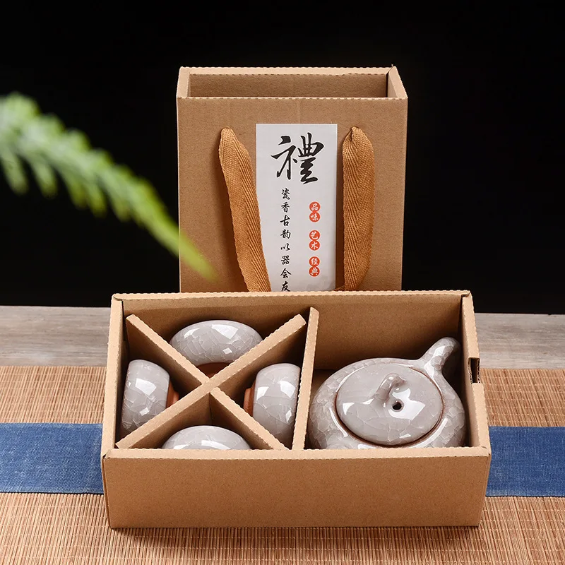 Ceramic tea set, teapot with 4 pcs teacup, travel set, ice crack tea set for travel. gift set Ceramic tea set, teapot with 4 pcs teacup, travel set, ice crack tea set for travel. gift set