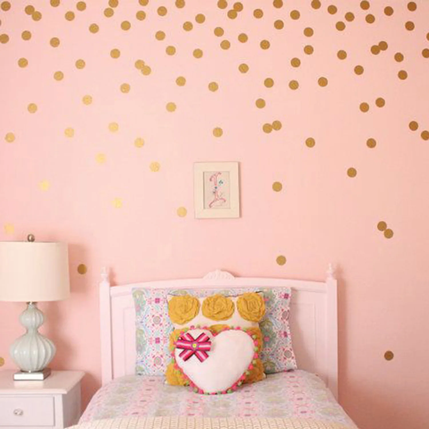 2 Sheet Fashionable Design Gold Plated Round Dot Pattern Wall Sticker Home Living Room Bedroom Interior Decorations