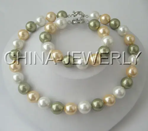 

One set 18" & 8"14mm south sea shell pearl necklace and bracelet ^^^@^Noble style Natural Fine jewe FREE SHIPPING