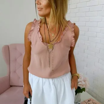 

Women's Fashion Blouse Shirt Sleeveless Lace Up Blouse Casual Summer Shirt Vest Top Summer Cool Beach Tank Blouse