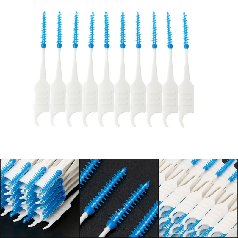 

20-200pcs Double Floss Head Hygiene Dental Silicone Interdental Brush Toothpick