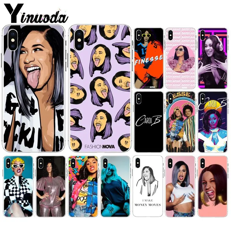 

Yinuoda American Rap Singer Cardi B Newly Arrived Transparent Cell Phone Case for iPhone X XS MAX 6 6S 7 7plus 8 8Plus 5 5S XR