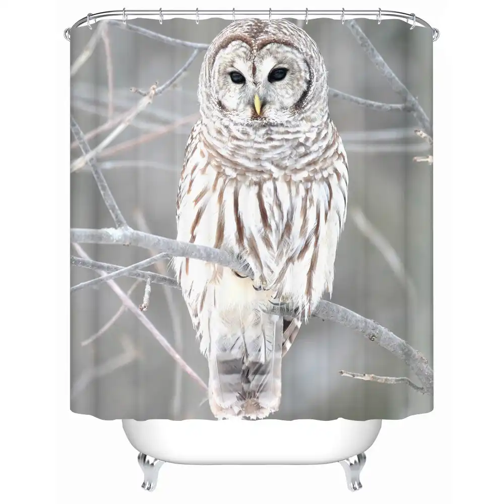 3d Shower Curtain Gray Fabric Owl Pattern Waterproof Anti Mold Polyester Liner For Kids Bathroom Decor Accessory Shower Curtains Aliexpress