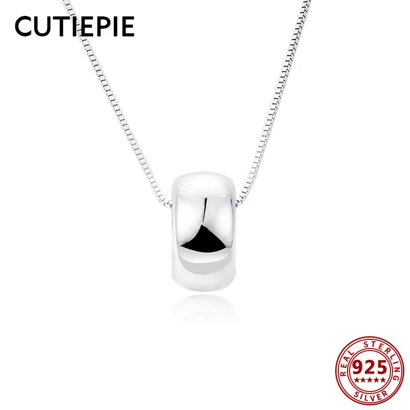 CUTIEPIE Новый настоящий 925 пробы Серебряный счастливый круг ожерелье s для женщин