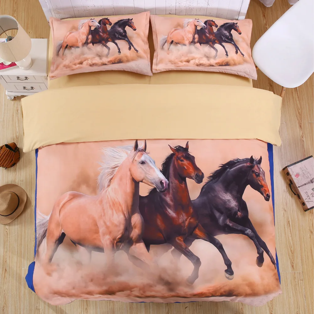 Animal Print Horse Bedding Set Twin Full Queen King Size Duvet Animal Print Horse Bedding Set Twin Full Queen King Size Duvet Cover Bed Sheets Pillowcase In A Bag 4pcs Polyester Fabric Sets From Home