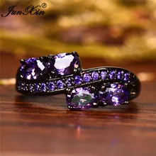 10 renk Boho Kadın Kız Mor Oval Yüzük Moda Siyah Altın Takı Vintage Yeşil Mavi Kırmızı Pembe alyanslar Kadınlar Için(China)