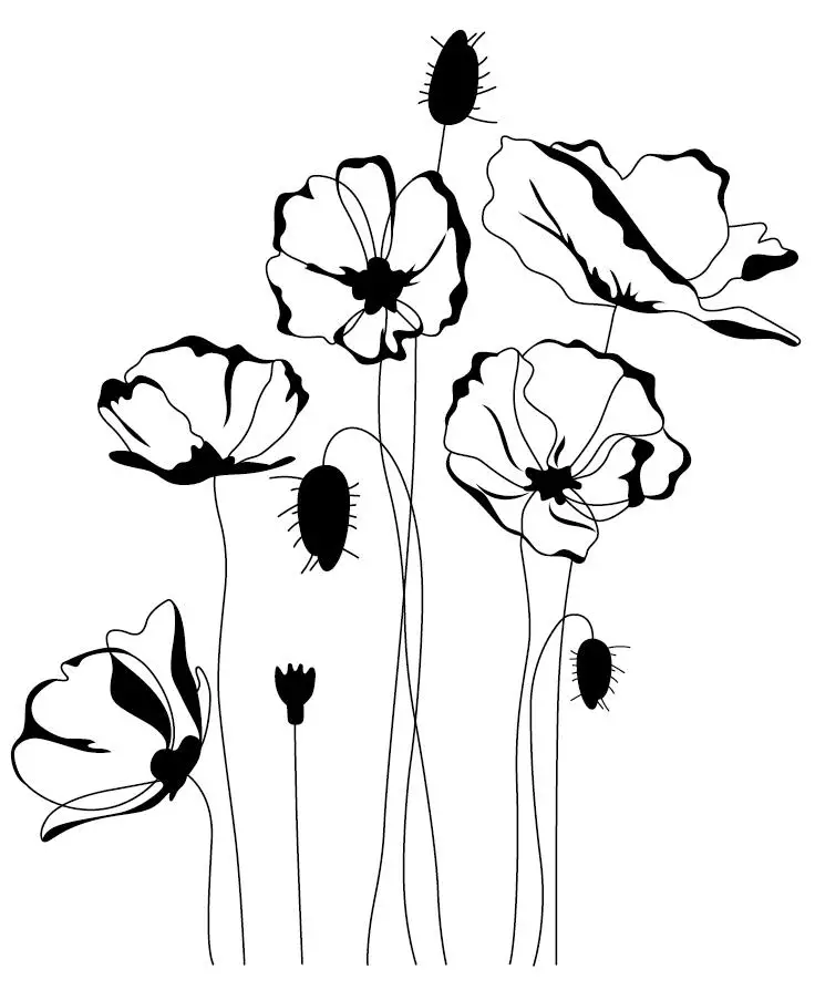 

Flowers Poppy Rubber Clear Stamp/Seal for DIY Scrapbooking/Photo Album Decorative Card Making Clear Stamps