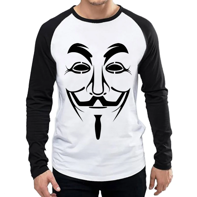 V для Vendetta футболка с длинным рукавом мужская мода фильм майки футболки