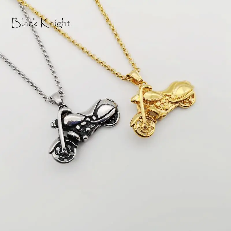 Black Knight Stainless steel Motor bike pendant necklace mens punk