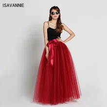 Премиум макси юбка 6 слоев Тюлевая юбка эластичная 100 см Длина Длинная юбка женская летняя стильная юбка с высокой талией