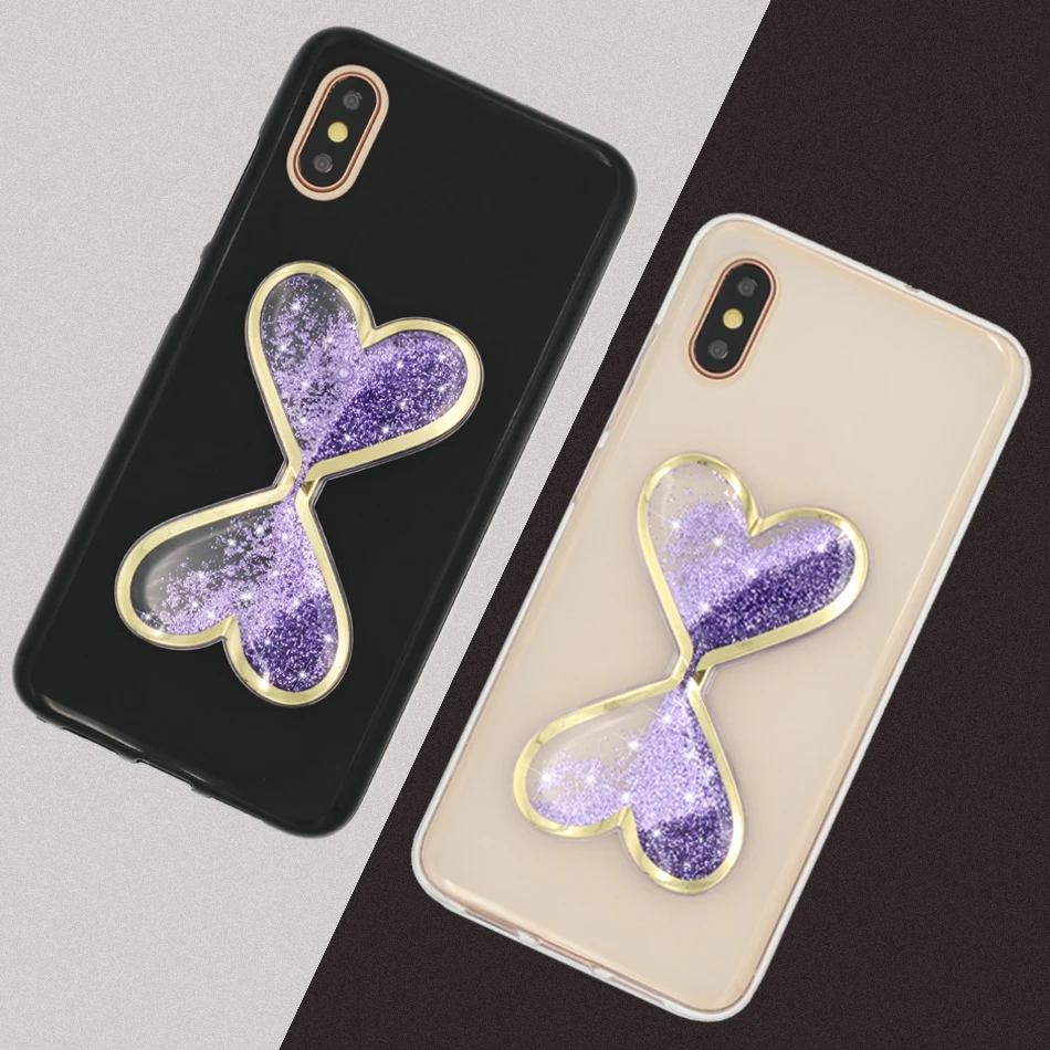 Блестящий чехол Love Heart для Xiaomi Mi 8 8SE с зыбучим песком мягкие силиконовые Матовые