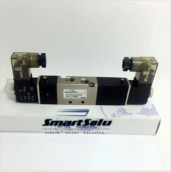 

Free shipping 5 Port 3 Position 3/5 Way Double Head Solenoid Air Control Valve 1/8" Port Center Close 4V130-06 12v 24v 110v 220v