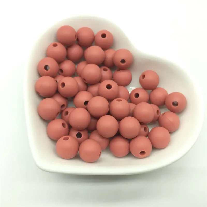 50 шт яркие цвета Силиконовые Круглые бусины для прорезывания зубов 9 мм Детские бусины для прорезывания зубов силиконовые шарики игрушки мягкие розовые синие - Цвет: Maroon