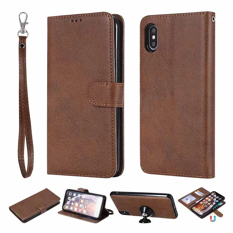 KEFO For Iphone XS Max Case Leather 2 in 1 Magnetic Detachable Flip Cover For Iphone 5S SE 6S 7 8 Plus X 10 XR Card Slots Coque  (5)