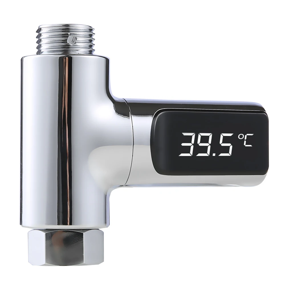 LED Display Home Water Shower Thermometer Flow Self Generating