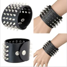 Сексуальные готические панк пули для мужчин мальчик диско танцевальный костюм вечерние ноготь с заклепкой кожаные браслеты, перчатки оптом