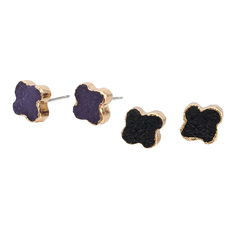 

Dayoff European Geometric Flower Earings For Women Jewelry Popular Resin Small Stud Earrings Girl Earstuds Female E0431