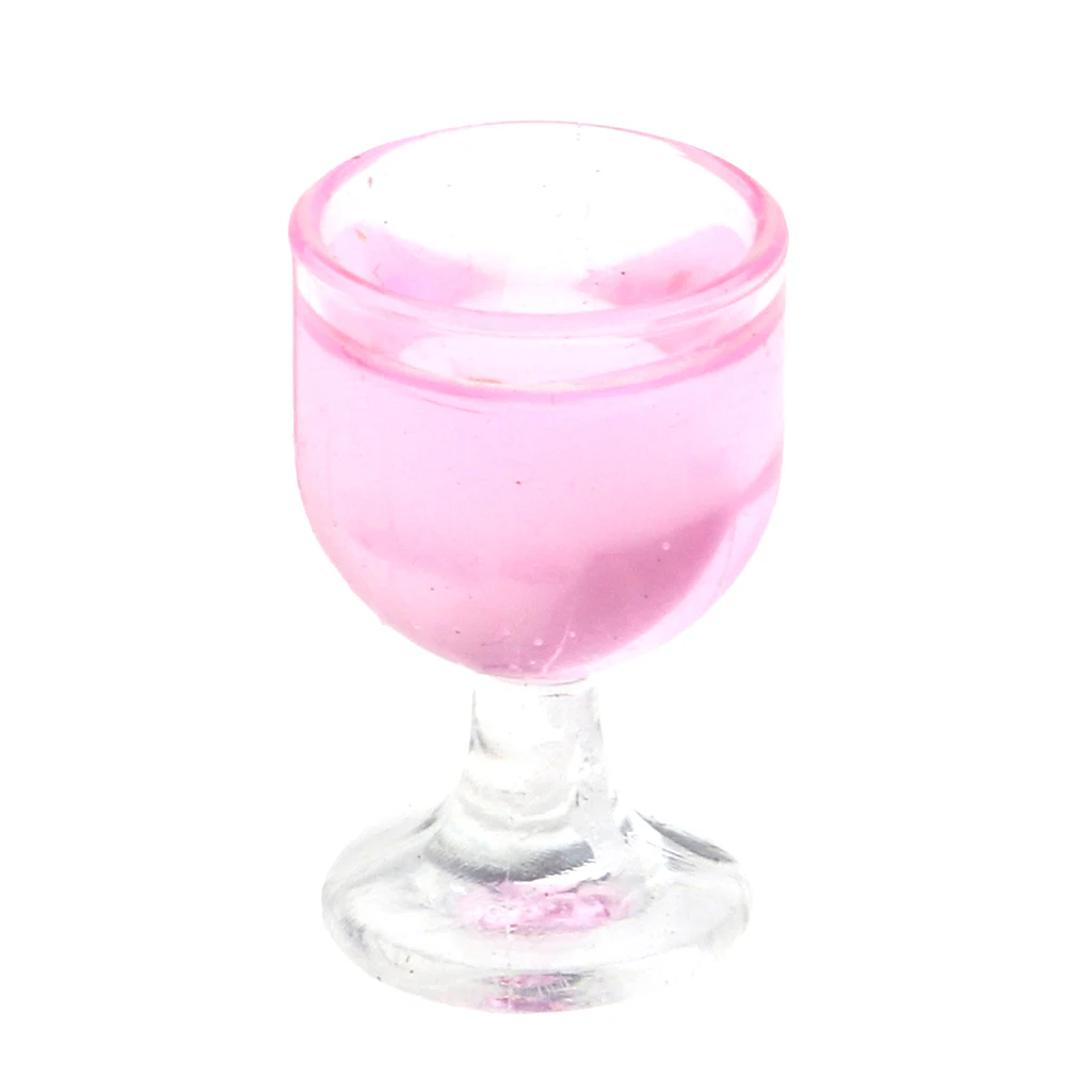 Dollhouse Wine Glasses Bulk 1/12 Goblet Cup Model, Kitchen Tableware Fairy Garden Party Decoration (Pack of 10 Pieces, Pink)