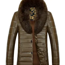 Новинка 1312, модная мужская кожаная куртка из овечьей кожи, мужской зимний пуховик с норковым воротником