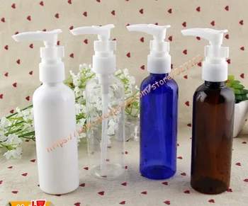 

100ml clear/blue/white/brown PET bottle with white long-mouth lock pump.lotion/hand wash/Shampoo/moisturizer/facial water bottle