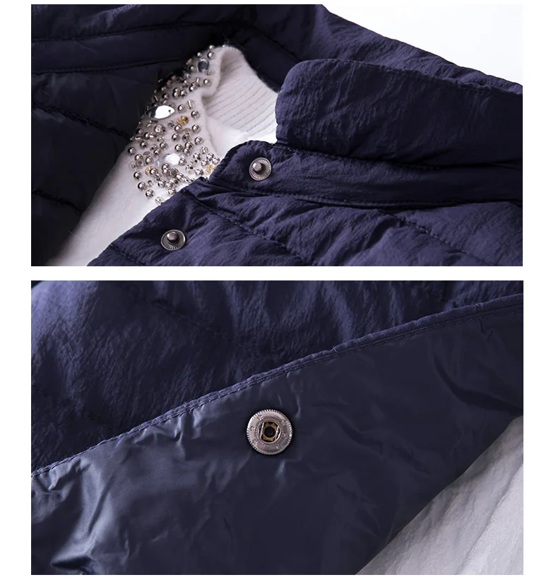 Осенне-зимнее тонкое длинное женское пальто, ультра-светильник, 90% белый утиный пух, куртка, пальто, стоячий воротник, тонкая ветрозащитная верхняя одежда Mw464