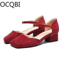Womens Block Square Heel Closed Square Toe Mary Janes D'orsay Sandal Shoes Street Shoes Women Shoes Size 33 - 39