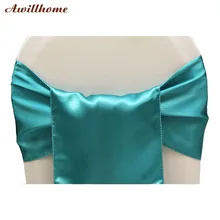 300 шт. темно-Бирюзовый атласная лента свадебные стулья свадьбы лук створки