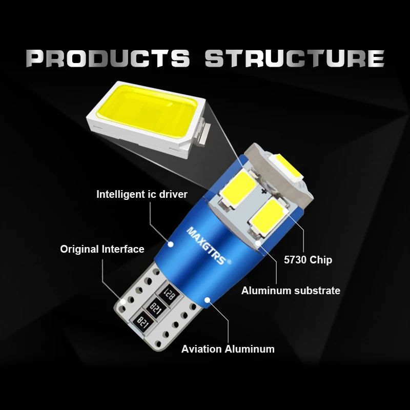 MAXGTRS T10 светодиодный W5W Canbus Светодиодная Лампочка 194 168 5730 DRL Авто боковой парковка Ширина укрыты внутренной сводной светильник для чтения настольная лампа 12V