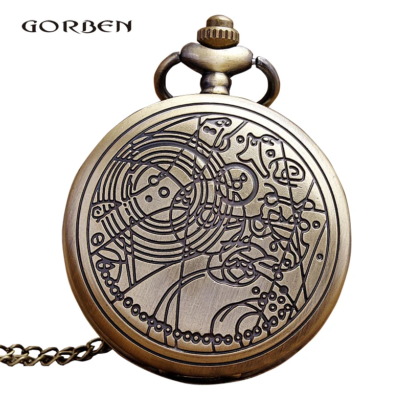 Bronze Antique Pocket Watch Doctor Who Hollow Gear Quartz Fob Watches Necklace Chain Pendant Men Clock Relogio De Bolso Gifts Bronze Antique Pocket Watch Doctor Who Hollow Gear Quartz Fob Watches Necklace Chain Pendant Men Clock Relogio De Bolso Gifts
