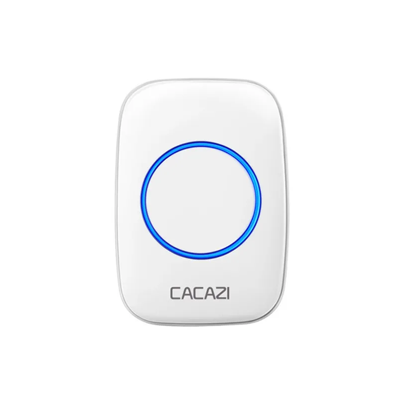 CACAZI автономный беспроводной дверной звонок без батареи 3 кнопки 1 приемник светодио дный свет США ЕС Великобритания штекер домашний умный беспроводной дверной звонок - Цвет: White receiver