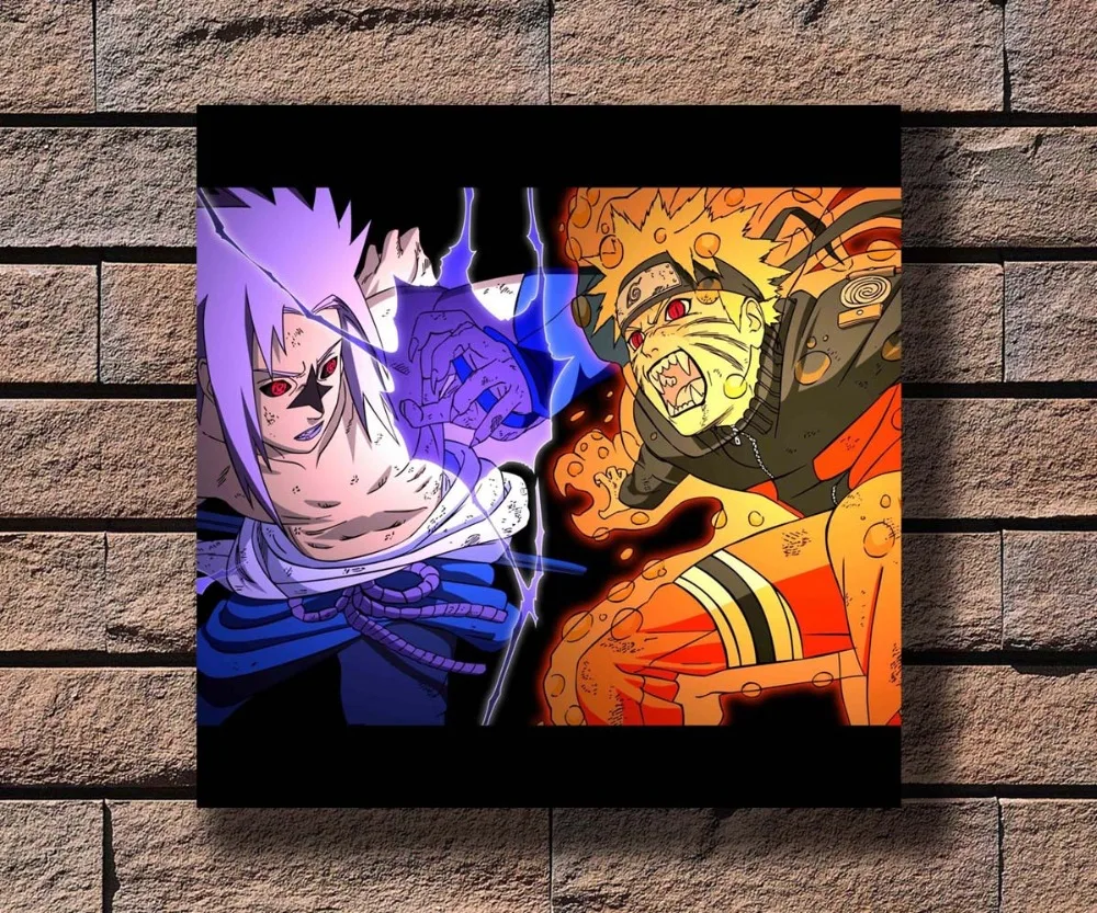 Naruto v.s Sasuke poster wall art home decor photo print 24x24/" inches